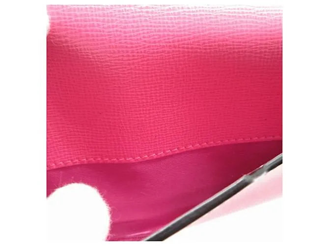 Cartera larga de cuero Valentino Rockstud con doble pliegue Rosa Roja 