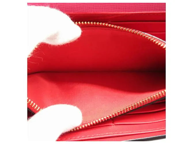 Cartera larga de cuero Valentino Rockstud con doble pliegue Rosa Roja 