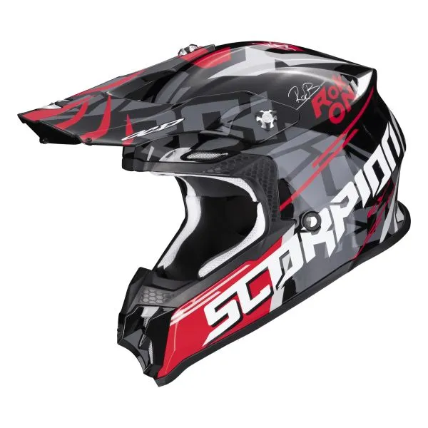 CASCO SCORPION VX16 EVO AIR ROK BAGOROS BLACK RED 
