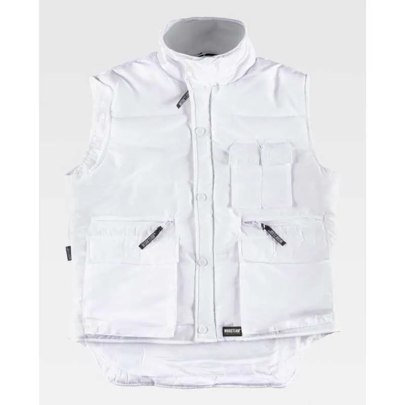 CHALECO ACOLCHADO CON CUELLO ALTO MULTIBOLSILLOS  WORKTEAM
