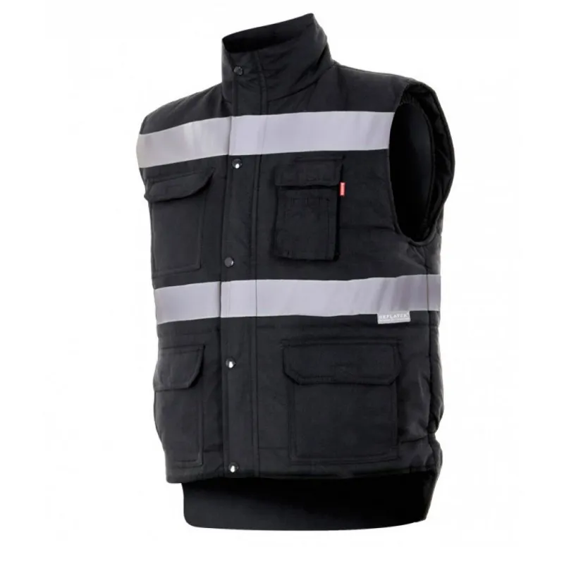 CHALECO ACOLCHADO NEGRO CON CINTAS REFLECTANTES  VELILLA