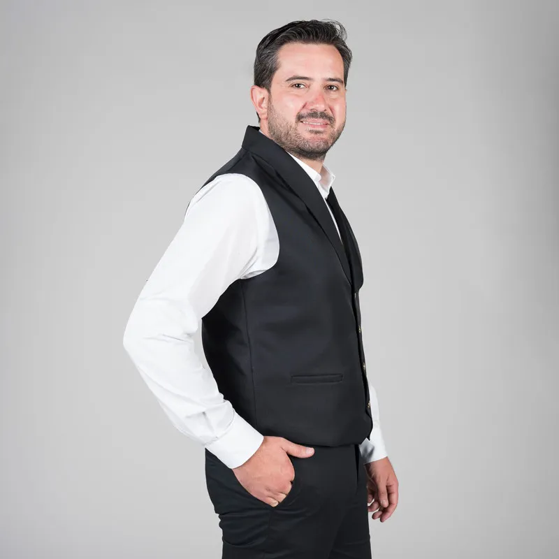 CHALECO DE CAMARERO CUELLO SMOKING NEGRO  GARY'S