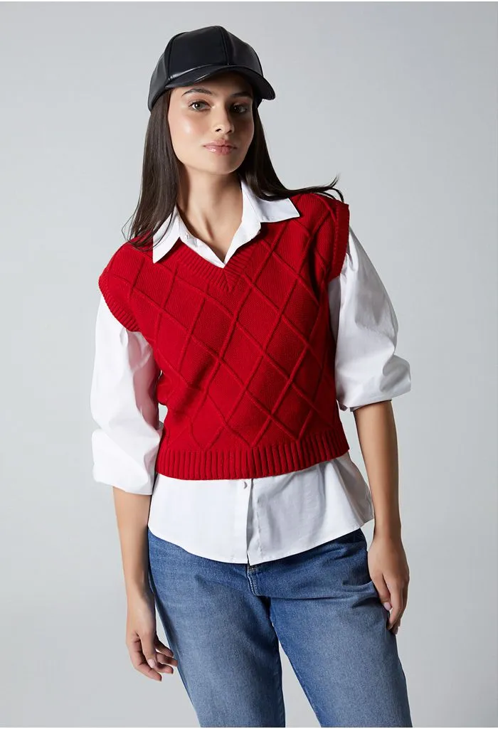 Chaleco para mujer con efecto rombos en
