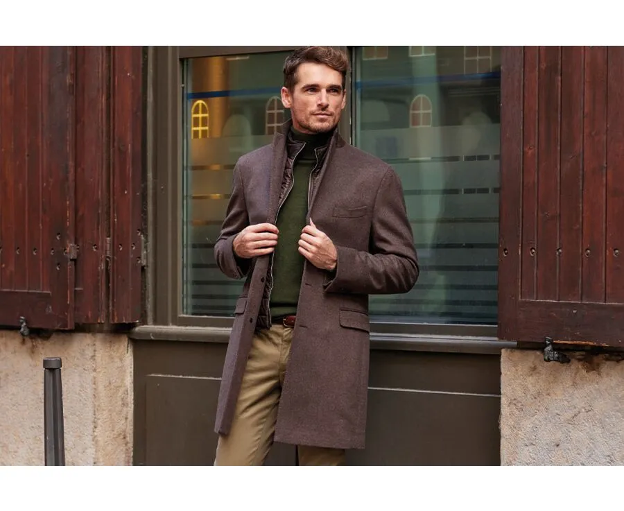 CHOCOLATE MEN'S WOOL/CASHMERE WOOL COAT  HONORÉ II