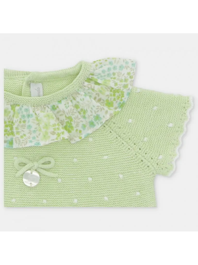 Conjunto con ranita Martín Aranda en hilo con cuello florecitas