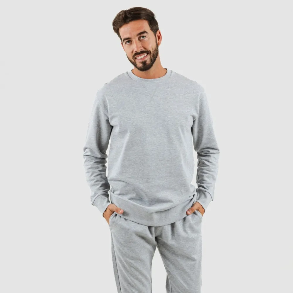 Conjunto deportivo largo algodón hombre gris mezcliyado