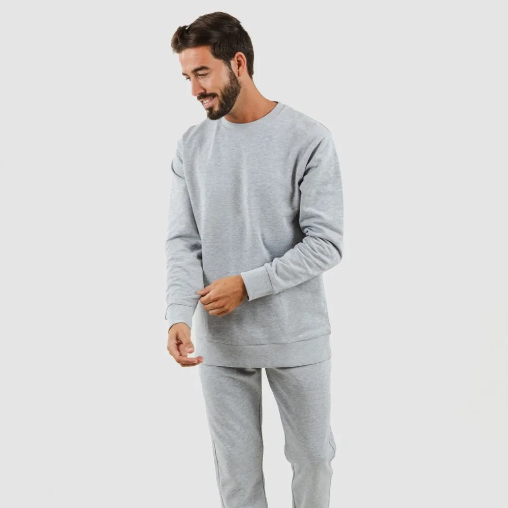 Conjunto deportivo largo algodón hombre gris mezcliyado