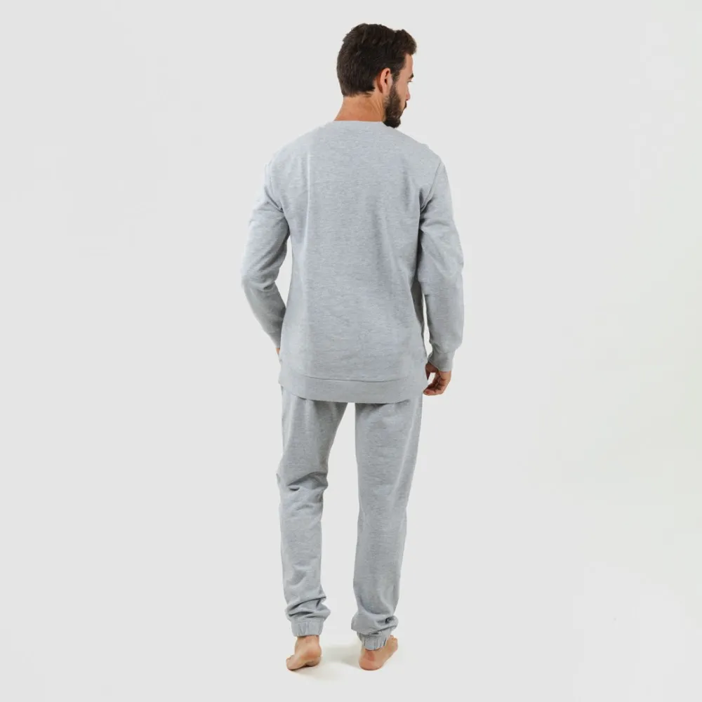 Conjunto deportivo largo algodón hombre gris mezcliyado