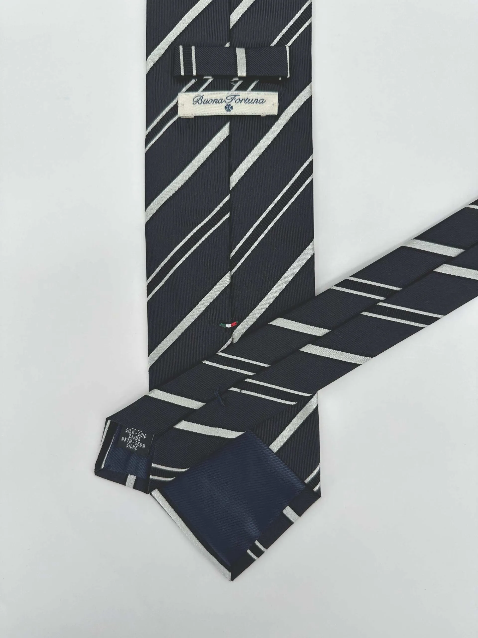 Corbata Tejida Jacquard Rayas Marino