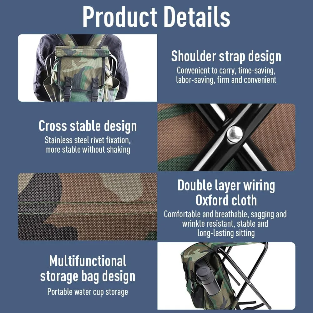 Creperture Taburetes de Camping Plegables para Exteriores  Silla de Camping Portátil de Tela Oxford con Mochila Carga Máxima de 