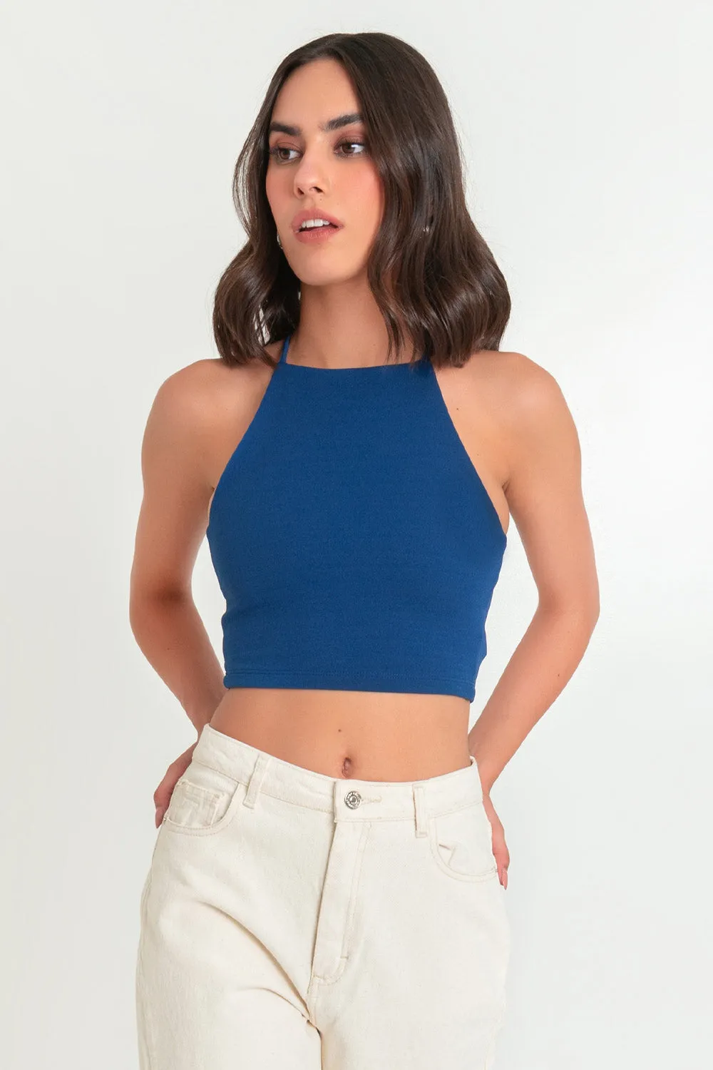 Crop top de tirantes cruzados escote espalda