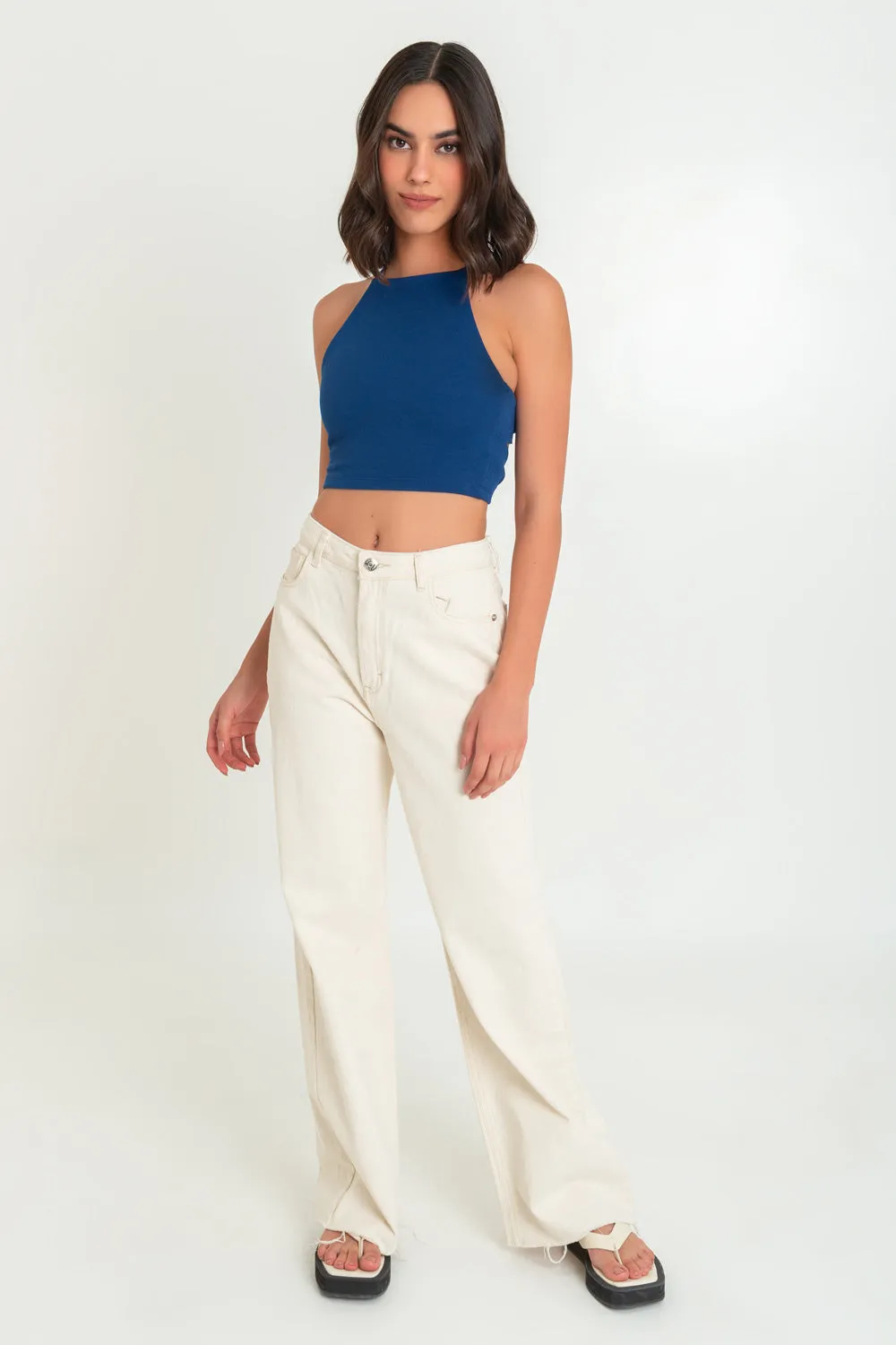 Crop top de tirantes cruzados escote espalda