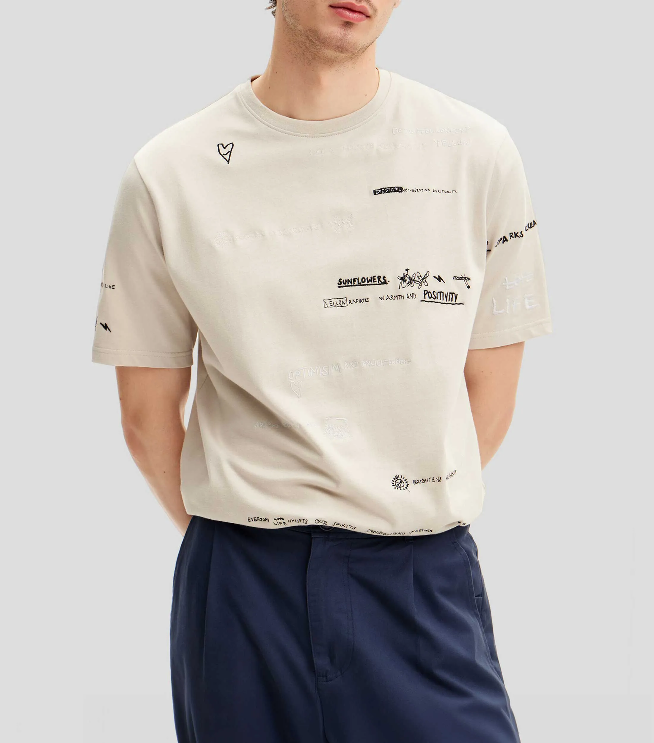 Desigual Playera estampada de manga corta Hombre