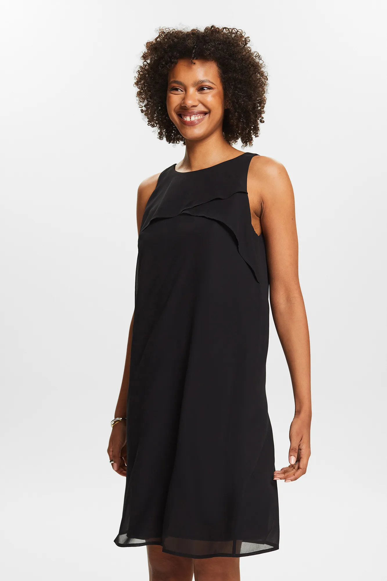 Esprit Vestido corto chifón material sostenible