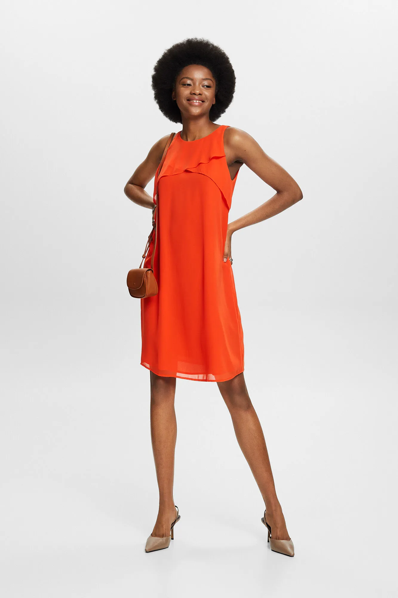 Esprit Vestido corto chifón material sostenible