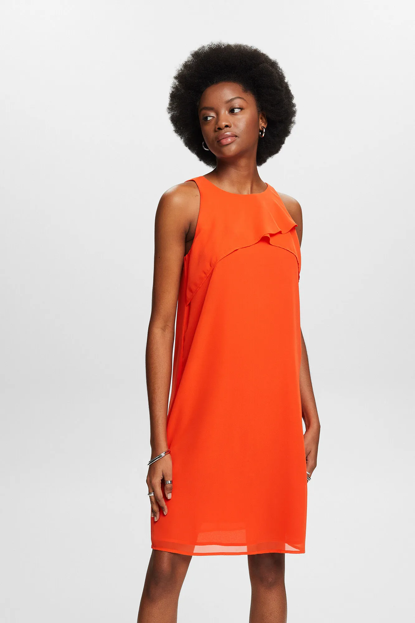 Esprit Vestido corto chifón material sostenible