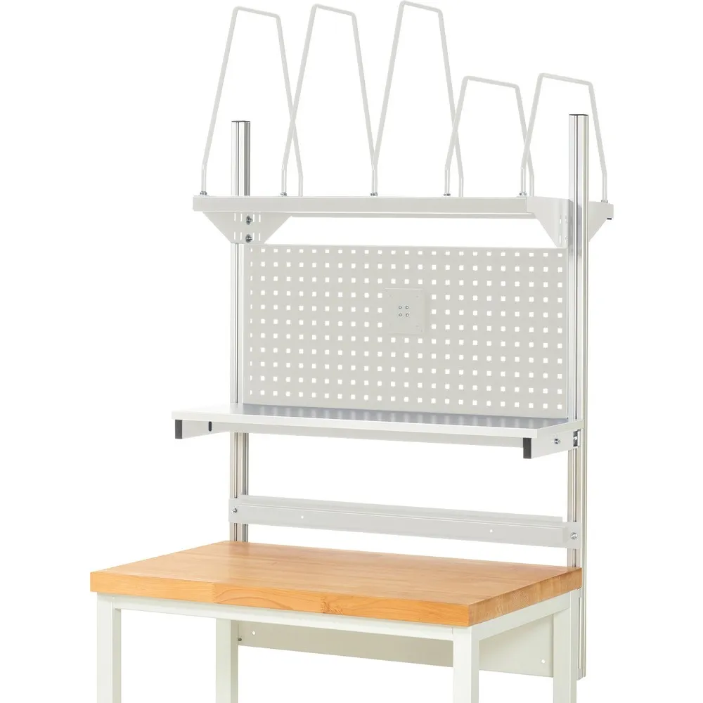 Estructura sistema RAU, H x A x F 1.130 x 1.000 x 350 mm, con 1 estante elevado, 1 guía de soporte y 1 soporte de pantalla plana
