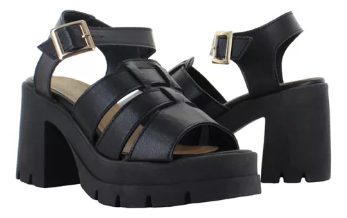 Excesso Sandalia Plataforma Tacon Ancho Hebilla Mujer 89185