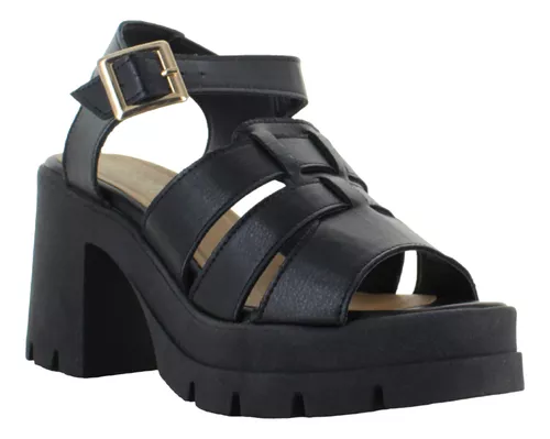 Excesso Sandalia Plataforma Tacon Ancho Hebilla Mujer 89185