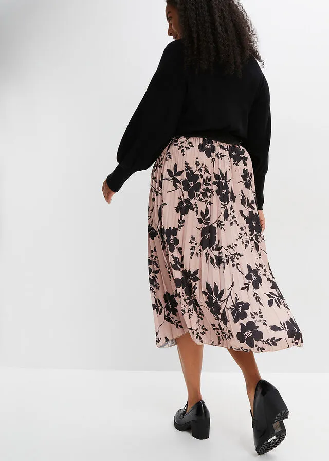 FALDA PLISADA ESTAMPADA BEIGENEGRO DE FLORES