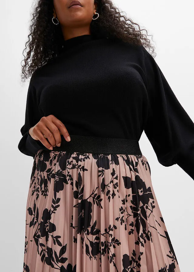 FALDA PLISADA ESTAMPADA BEIGENEGRO DE FLORES