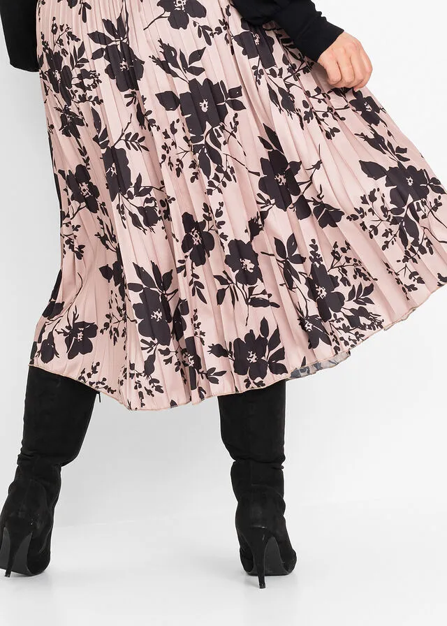 FALDA PLISADA ESTAMPADA BEIGENEGRO DE FLORES