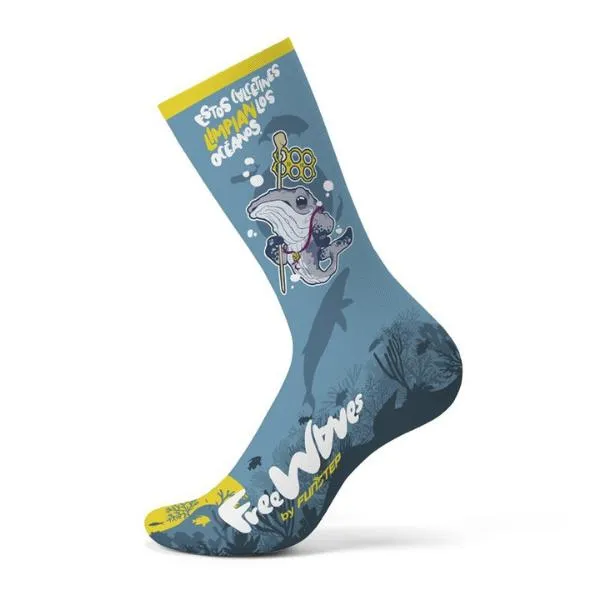 FUNSTEP Calcetines divertidos Azul Ballena. 