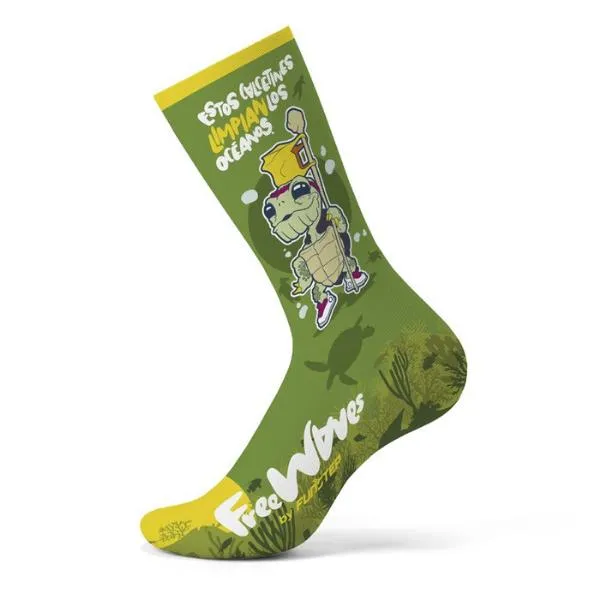 FUNSTEP Calcetines divertidos Verde Tortuga.
