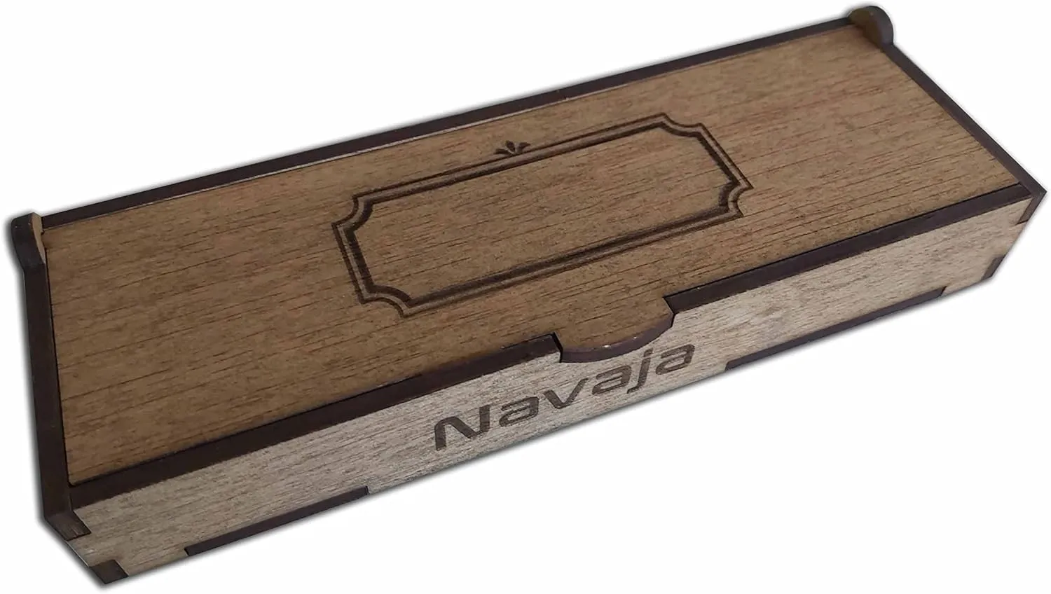 Genérico Navaja de Artesania 8.5 cm de hoja personalizado con tu nombre en cajita de madera. Virola cuadrada.