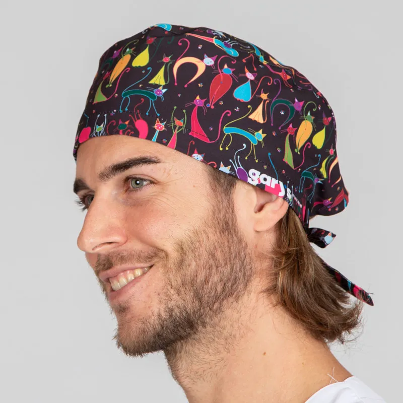 GORRO SANITARIO CATS DE MICROFIBRA ATADO CON TIRAS  GARY'S