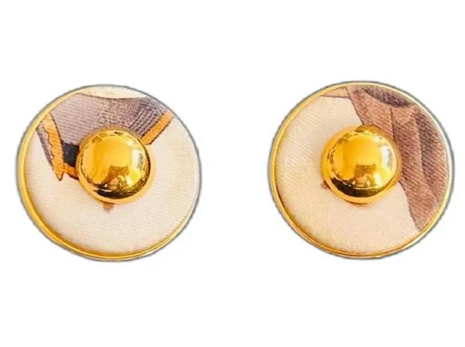 Hermès Pendientes Castaño 