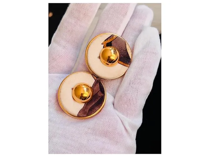Hermès Pendientes Castaño 