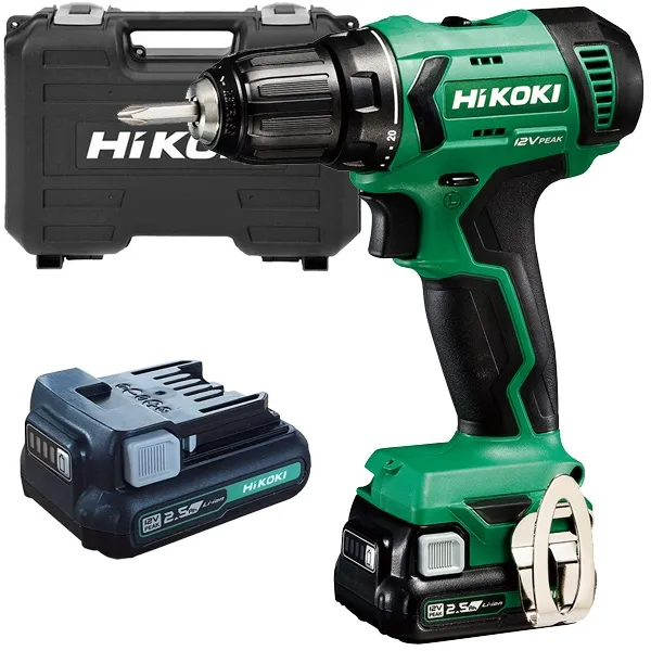 HIKOKI  DS12DAWFZ  TALADRO Y ATORNILLADOR CON 2 BATERíAS, LIION, 12 V, 2.5 AH, 38 NM, CAJA DE PLASTICO