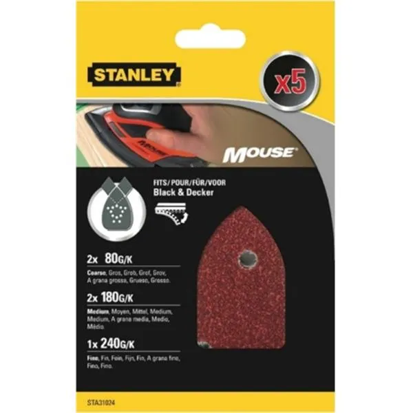 HOJA LIJA STANLEY MOUSE 2XGR080+2XGR180+1XGR240 VARIADAS MA STA31024XJ