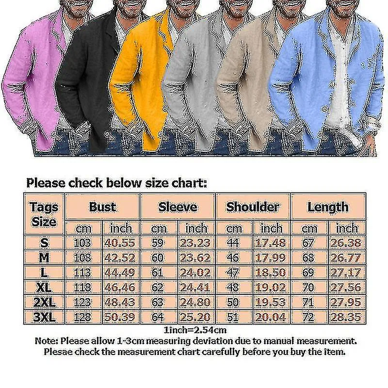 Hombre Algodón Lino Casual Suit Coat Solapa Chaqueta Abotonada