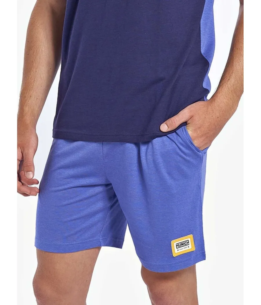 Homewear bolsillos verano hombre Munich azul Amarillo algodón modal