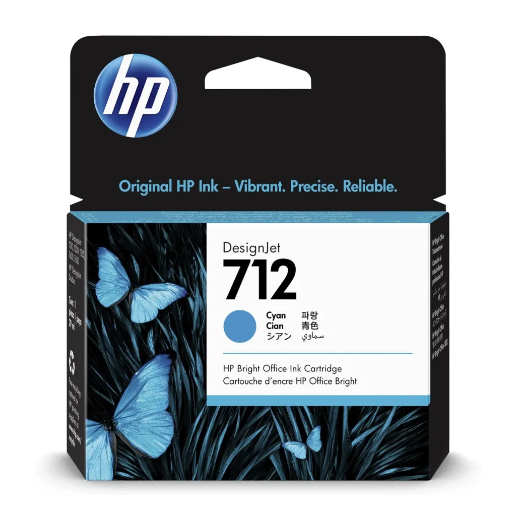 HP Cartucho de Tinta Original DesignJet Cian 712(3ED67A)
