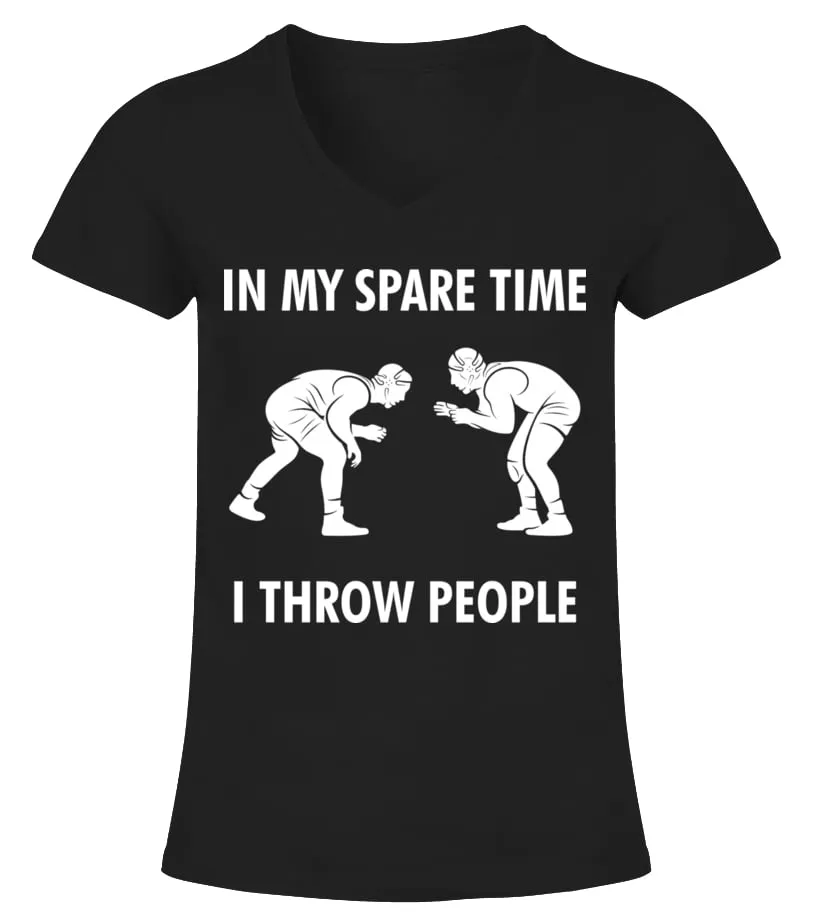 In my spare time i throw people Camiseta cuello pico Mujer