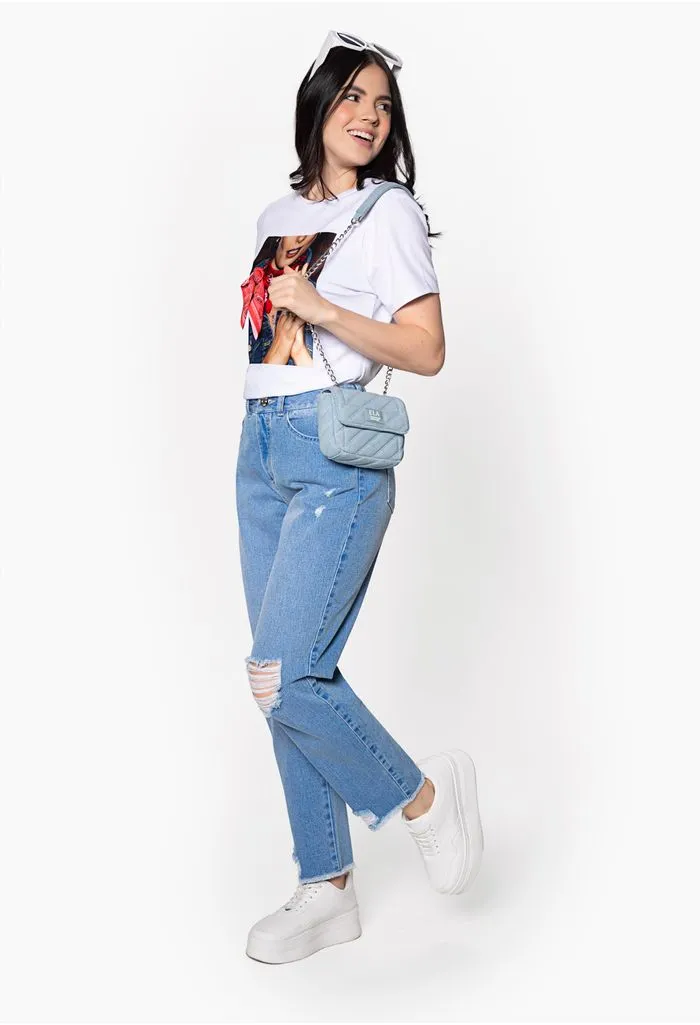 Jean dama  tiro alto  mom fit