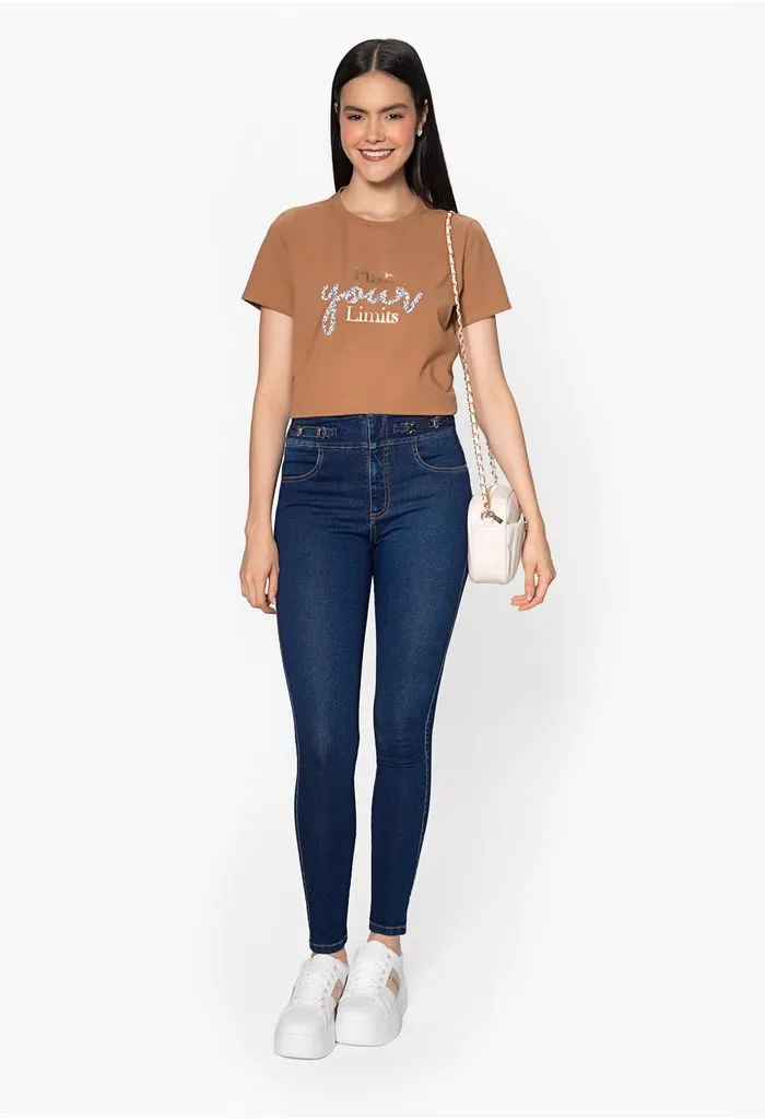 Jean dama tiro alto  ultra slim  pretina