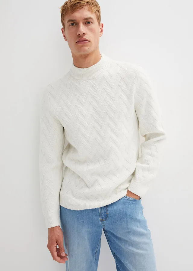Jersey de cuello alto Blanco lana