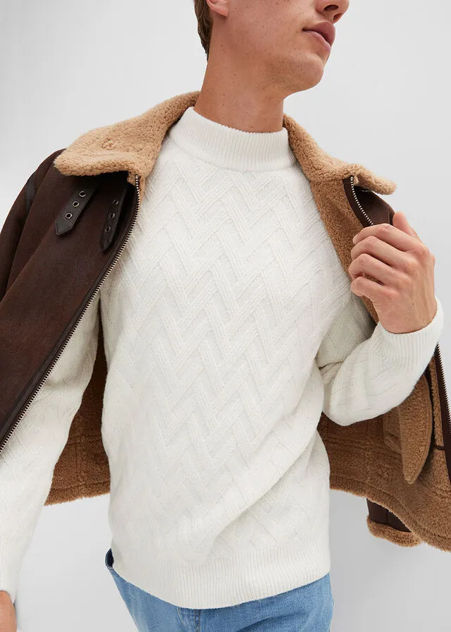 Jersey de cuello alto Blanco lana