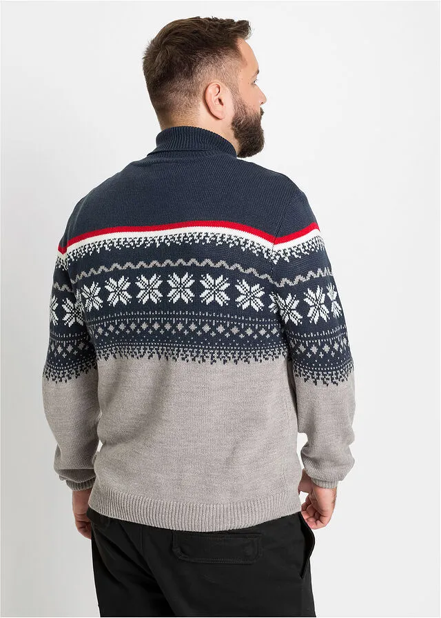 Jersey de cuello alto con estampado invernal Gris jaspeado
