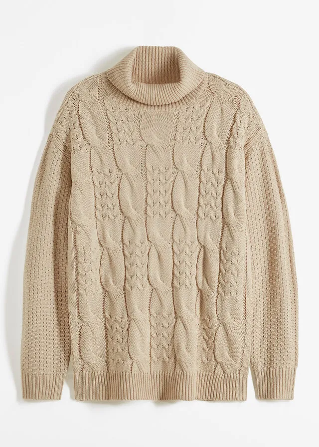 Jersey de cuello alto gris guijarro