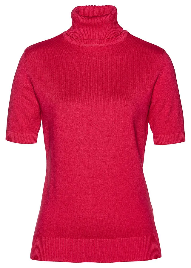 Jersey de cuello alto, manga corta Granate