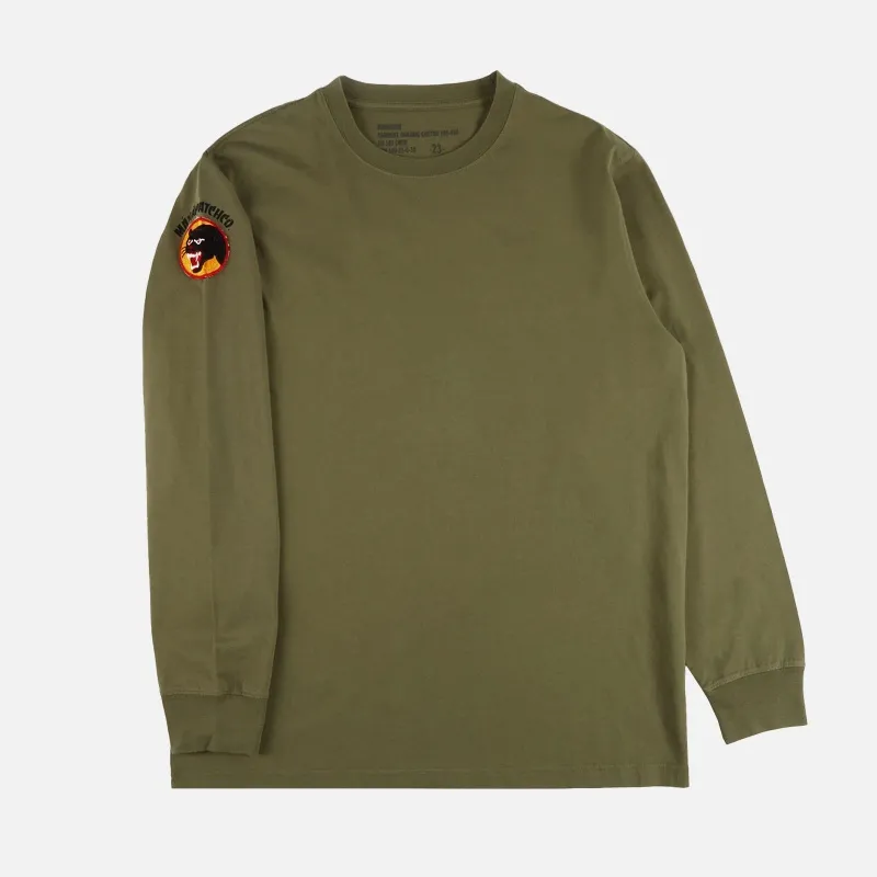 JERSéIS MAHARISHI 9432OLIVE VINTAGE PANTHER PATCH CREW