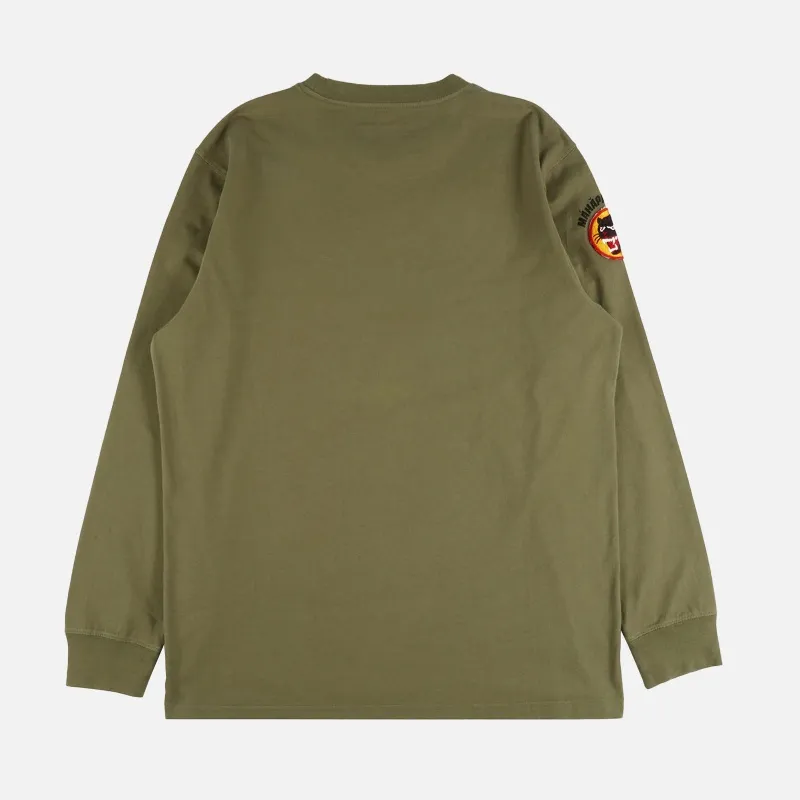JERSéIS MAHARISHI 9432OLIVE VINTAGE PANTHER PATCH CREW