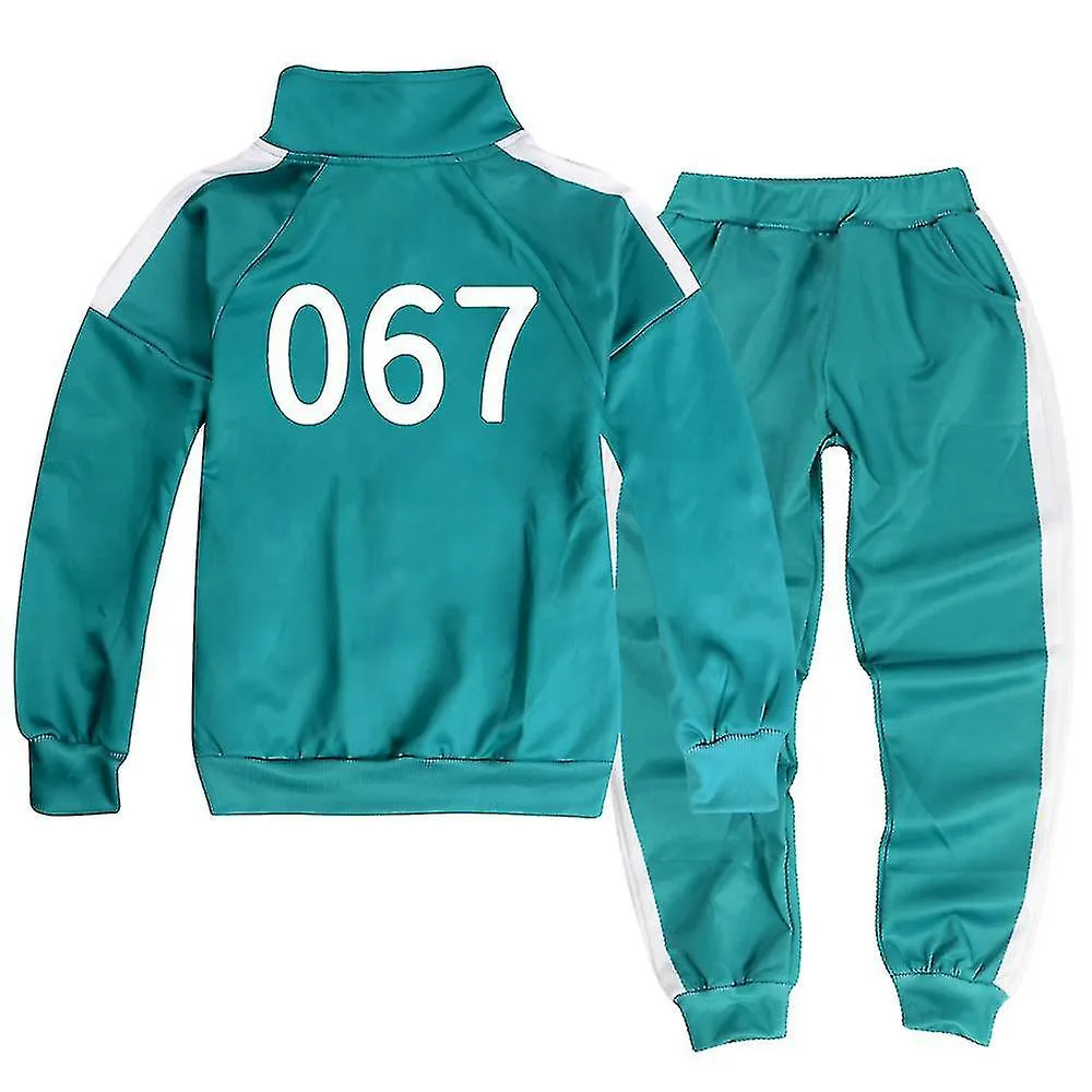 Kids Squid Game Number Printed Cosplay Tracksuit Set Coat Tops + Trousers Lounge Wear Costume