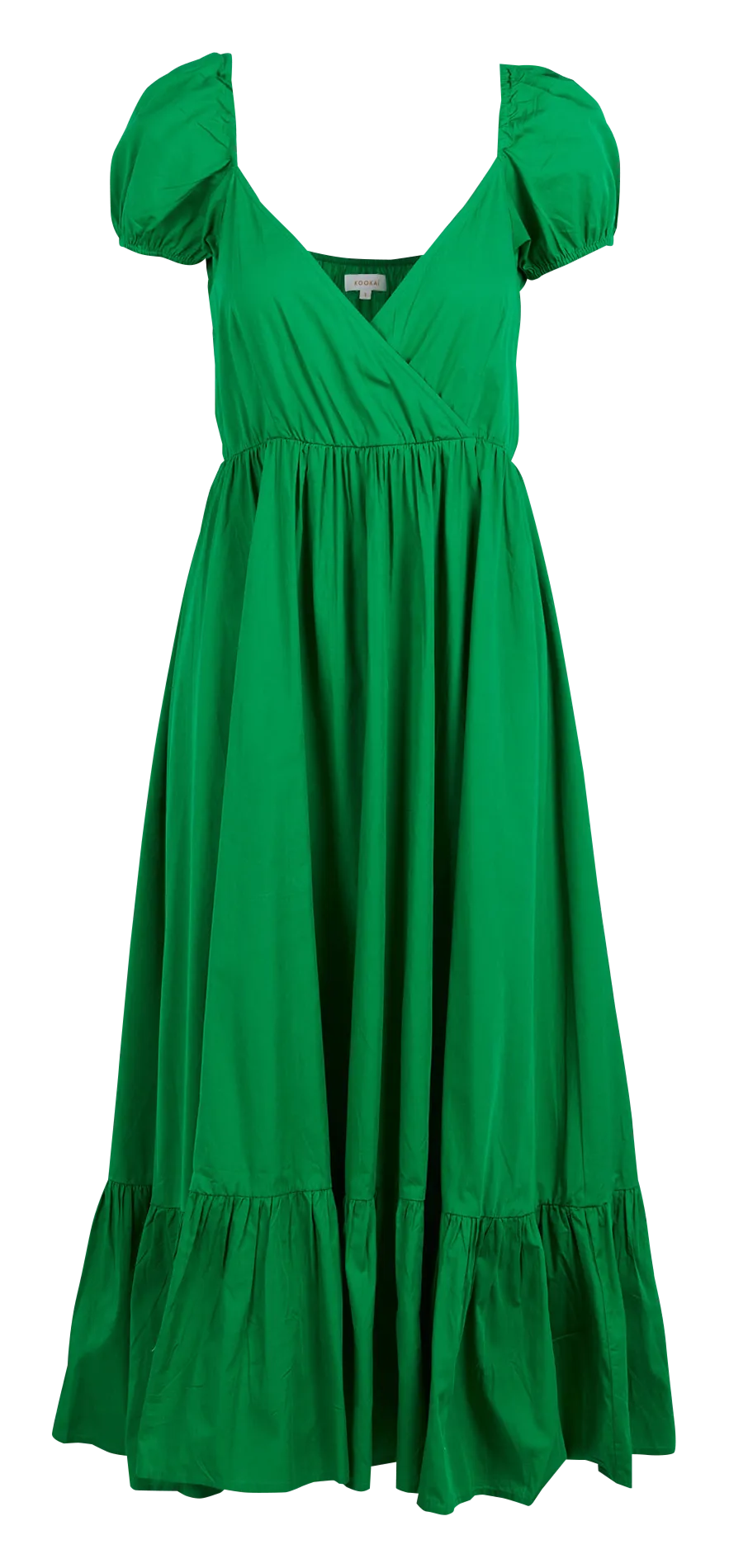 KOOKAI PEPITE  VESTIDO LARGO RECTO CON ESCOTE EN V DE ALGODóN EN VERDE