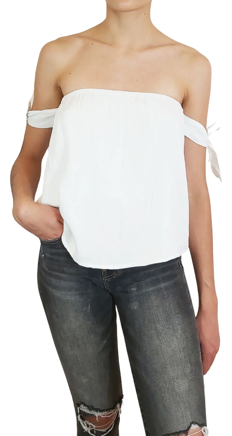 LALALOU Polera pabilos ajustables Blanca